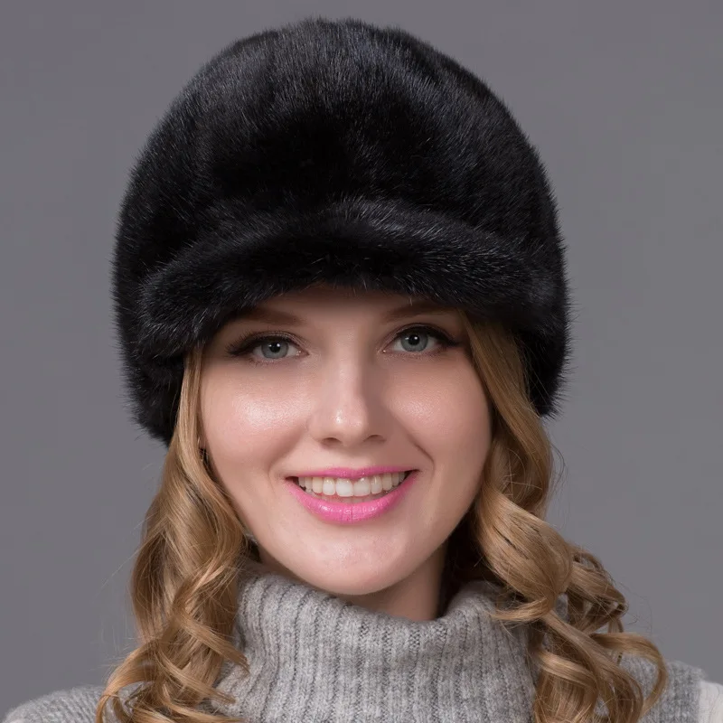 Женская теплая шапка зимняя высококачественная норковая меховая модная Толстая