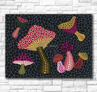hand painted oil painting wall painting yayoi kusama mushrooms obst home decorative wall art picture for living room painting
