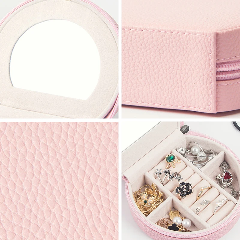 Fashion Women Makeup Organizer Travel Jewelry Box Girl Beauty Necklace Earring Stud Collection Case With Mirror Gear Accessories