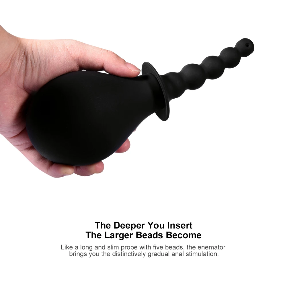 Utimi Silicone 5 Beads Anal Plug Probe Douche Cleaner Syringe Enemator Bulb Sexy Toy |