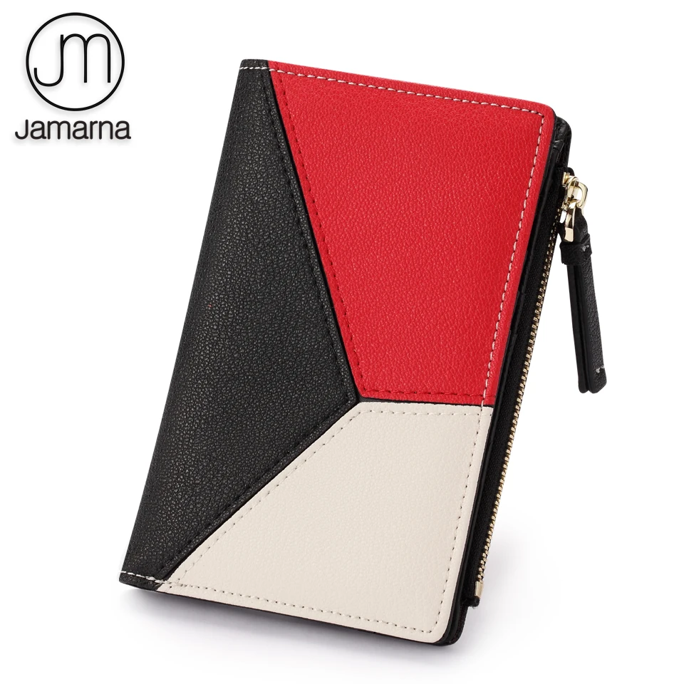 Фото Женский кошелек с отделением для карт Jamarna красный из натуральной кожи на молнии