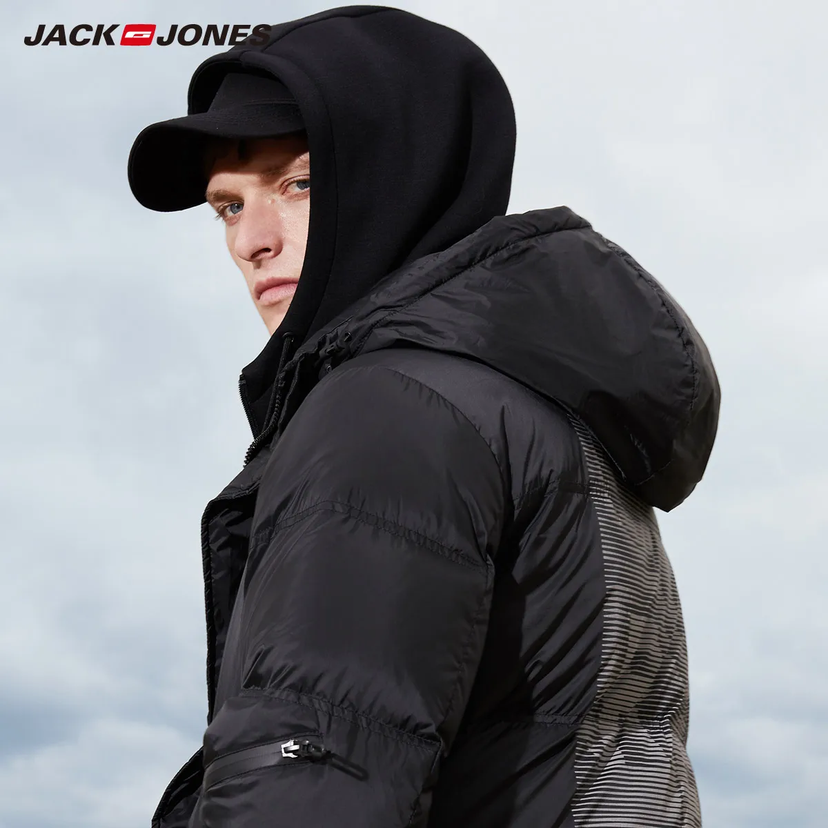 JackJones Мужская зимняя длинная куртка с капюшоном уличная верхняя одежда мужская