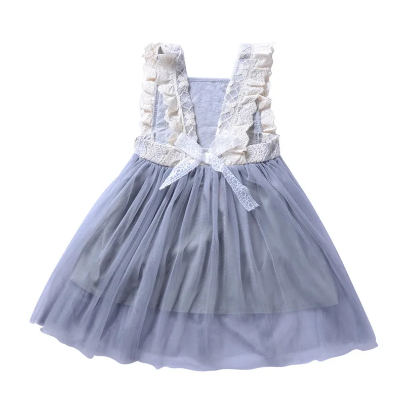 2019 Brand New Toddler Kids Baby Girl Lace Sleeveless Dress Backless Sundress Floral Party Pageant Chiffon Clothes 2-7T | Детская одежда