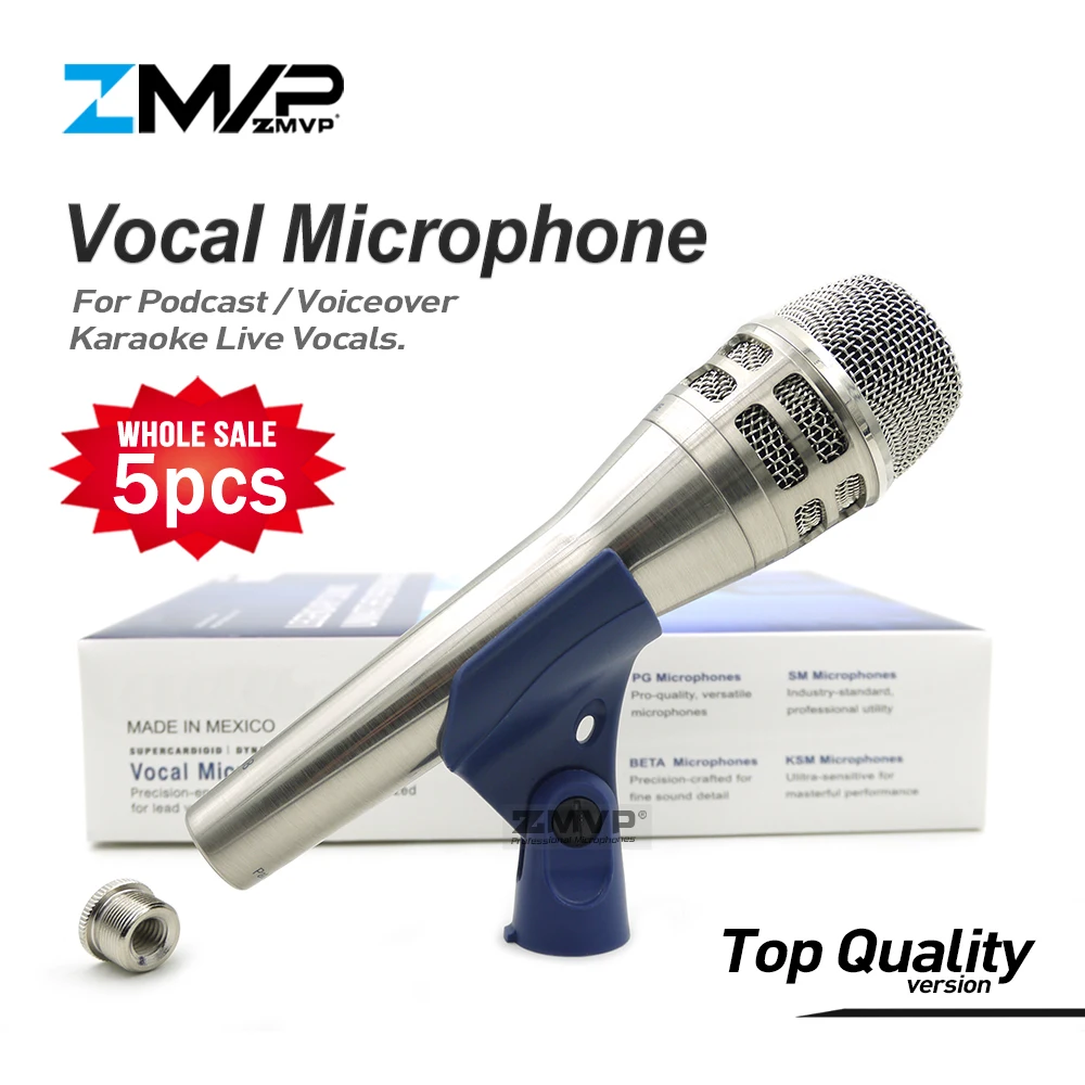 

5pcs/lot Top Quality KSM Professional Live Vocals KSM8N Dynamic Wired Microphone Karaoke Super-Cardioid Podcast Microfono Mic