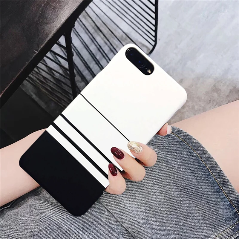 Lovebay модные телефонные Шкафы для iPhone 6 S 7 8 Plus X XR XS MAX Capa простой черный белый полоса