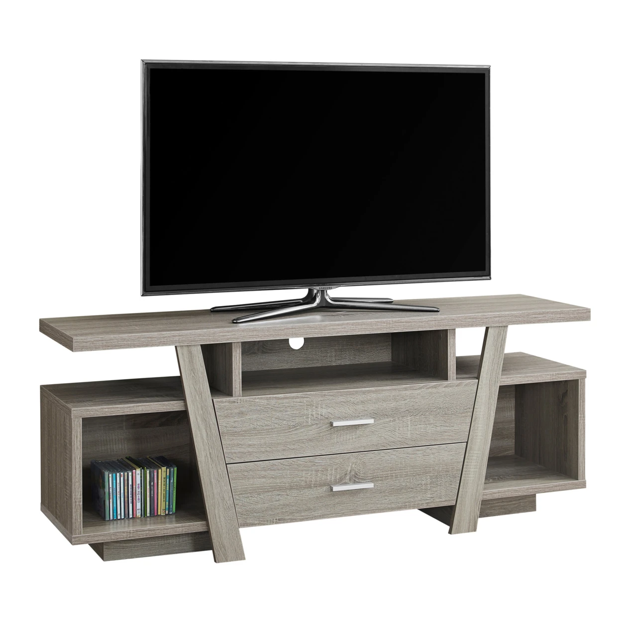 Подставка под телевизор-60 &quotL темно-серо-коричневый с 2 ящиками для хранения |