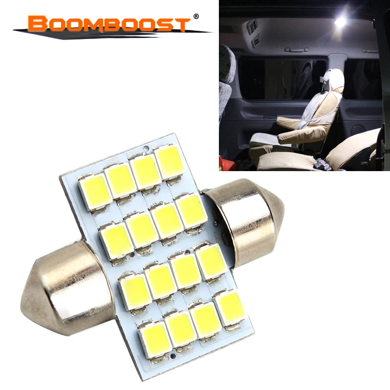 Фото 10 шт., лучшее качество, 12 В, F-estoon 16smd 3528 31 мм 16 smd купольный светильник, светодиодная лампочка для салона автомобиля, купольный светильник s, бел... №3