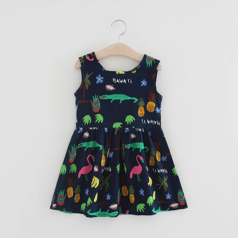 Kids Girl Summer Dress Sleeveless Cute Cartton Printing Pattern Fashion Cotton Blended Children Clothes | Детская одежда и обувь