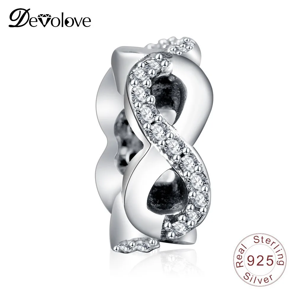 Devolove Infinite Love Spacer Charm Стерлинговое Серебро 925 пробы хрустальные бусины подходят