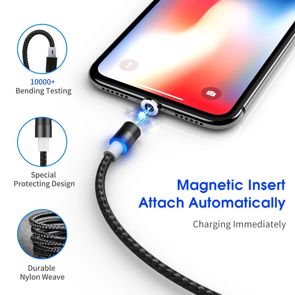 Магнитный Micro USB кабель KISSCASE для iPhone Samsung Type C зарядный адаптер мобильного