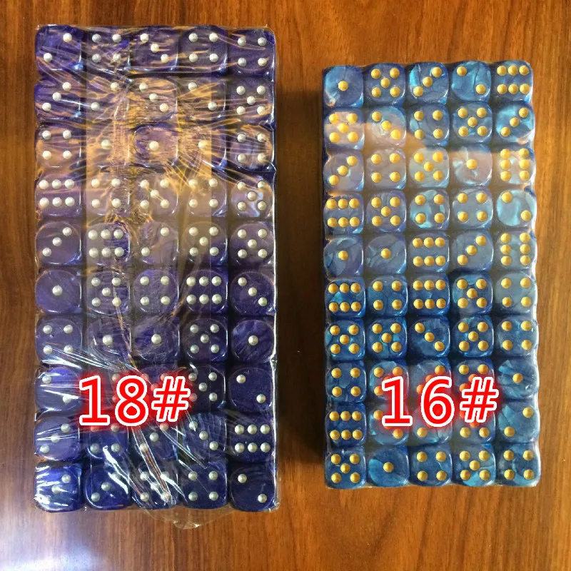

10Pcs/set foreign trade new colorful pearl blue Acrylic Gold 16mm silver 18mm dice