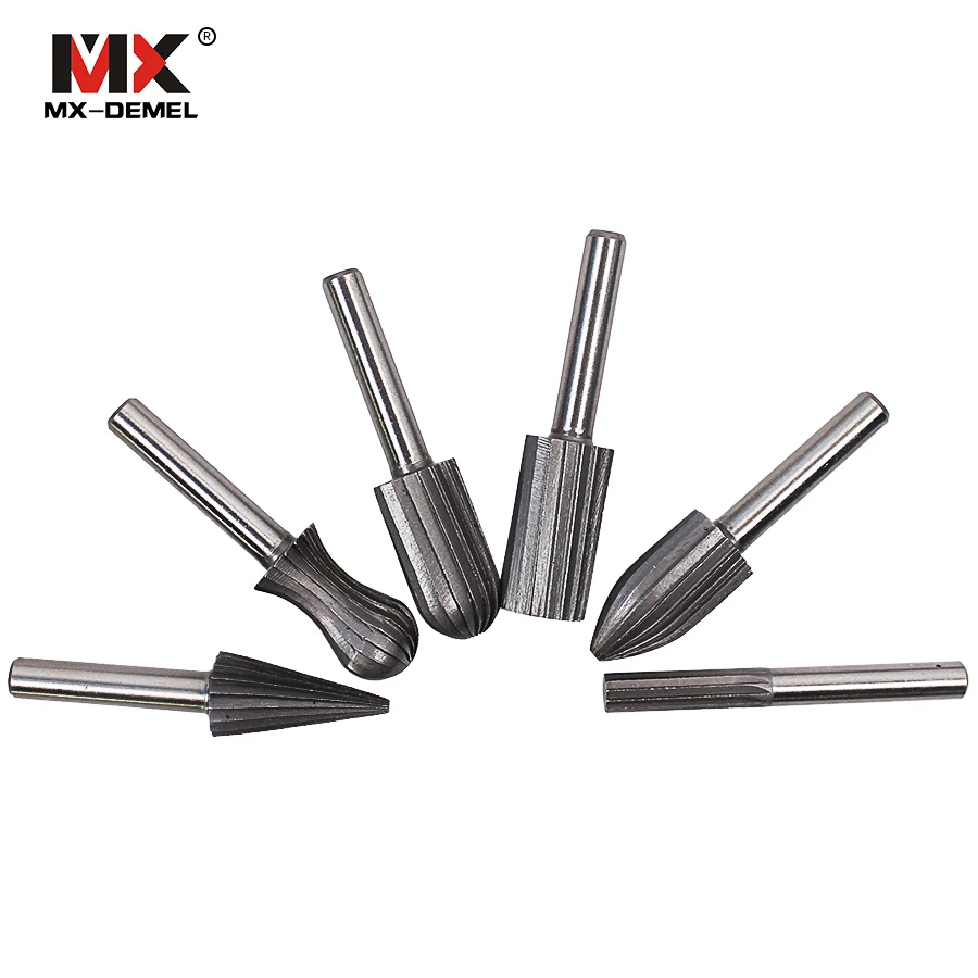 6pcs Carbide Cutter Rotary Burr Set CNC Engraving Bit File Bur Grinding Shank 6mm 1/4" For Tools | Инструменты