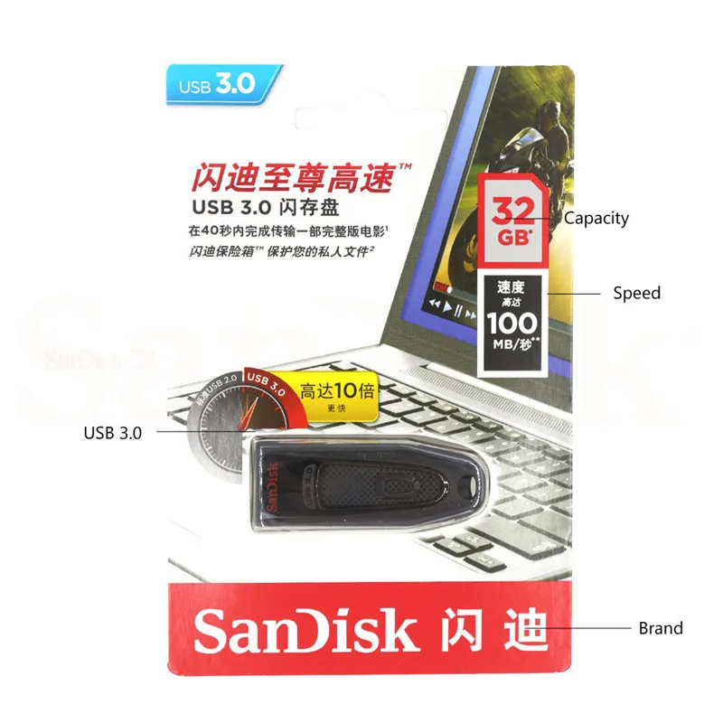 SanDisk CZ48 usb флеш-карта памяти 64 Гб 128 ГБ накопитель 3 0 Флешка 32 высокоскоростная |