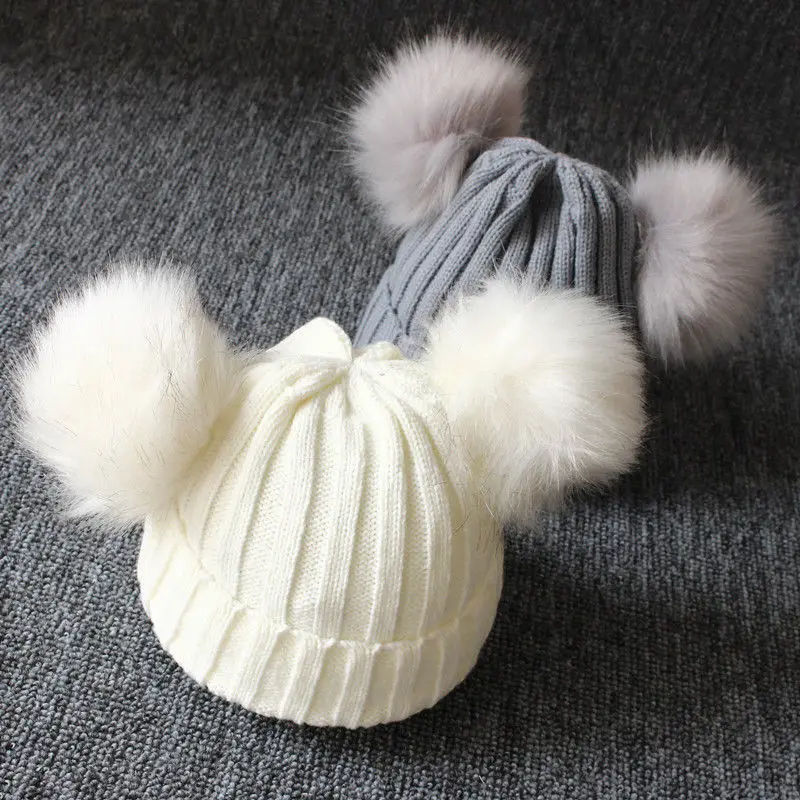 Toddler Kids Girl Boy Warm Winter Knit Beanie Hat Crochet Ball Bobble Cap for 1-3Y | Детская одежда и обувь