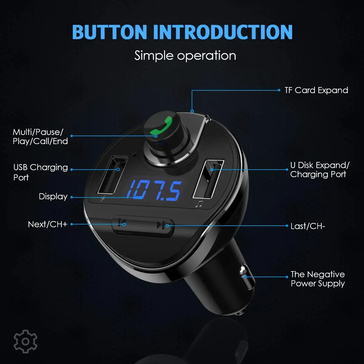 Bluetooth fm передатчик беспроводной в автомобиле радио адаптер автомобильный