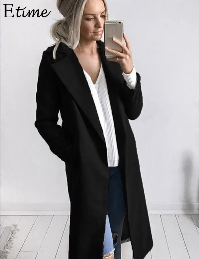 FANALA пальто длинный тонкий Abrigos Mujer Invierno коллекция 2018 года отложным воротником