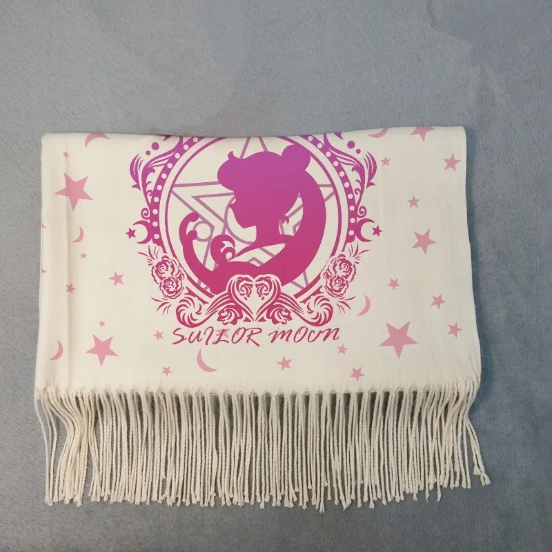 Sailor Moon beauty Soldier с принтом для ролевых игр, с кристаллами для шарфа, для девочек, искусственный кашемир, длинный шарф с кисточками, Sailor Mars