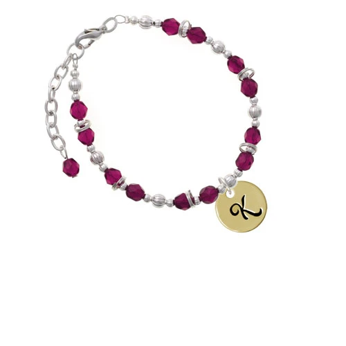 Браслет из бисера Goldtone с большим диском-K-3/4 ''Magenta |
