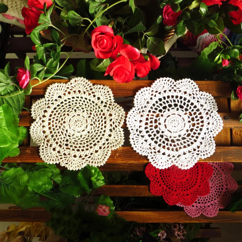 Хлопок ручной работы вязанный цветочный кружево Плетеный Винтаж Круглый