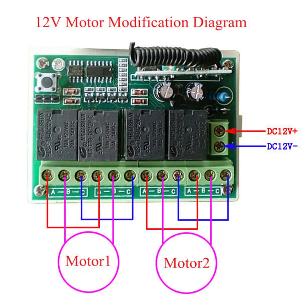 DC 12V 433MHz тип обучения четыре пути беспроводной пульт дистанционного управления