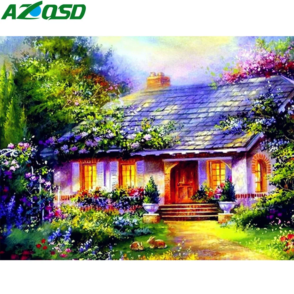 AZQSD вышивка Дом стразами пейзаж 5D Сделай Сам полная дрель Бриллиантовая мозаика