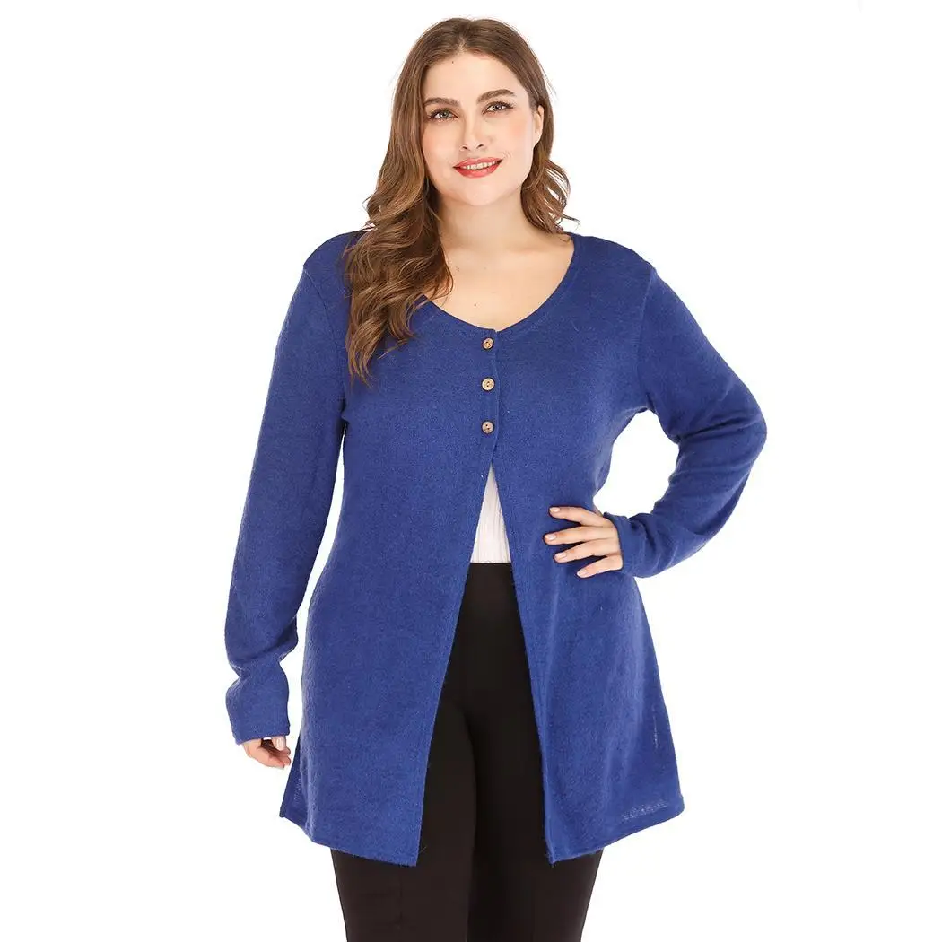 Women Fashion Round Neck Long Sleeve Button Solid Single Breasted Plus Autumn Winter Size Coat Causal | Женская одежда
