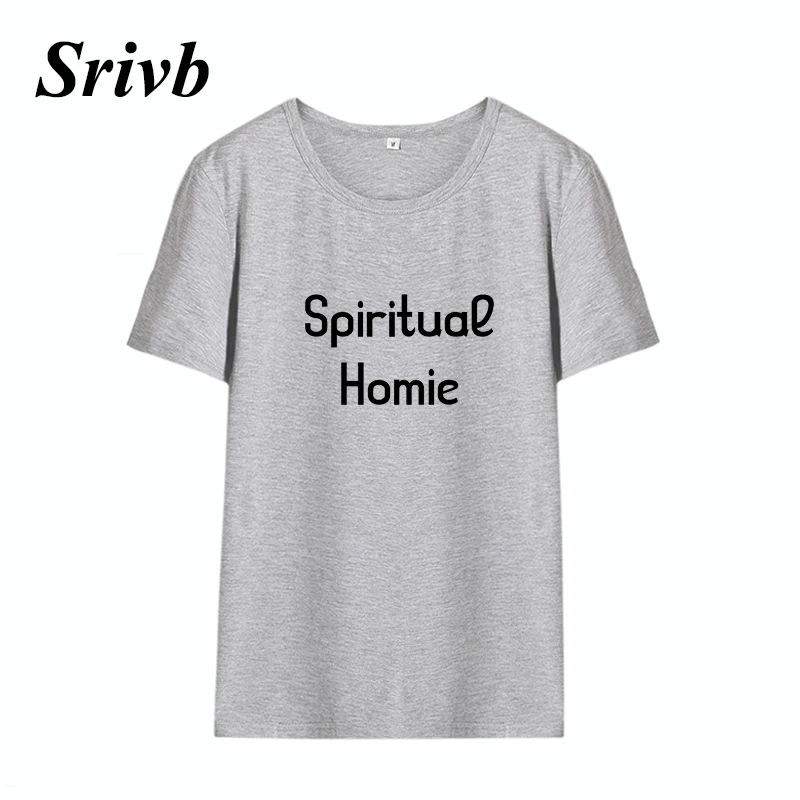 Srivb 2018 Новинка Spirituae Homie забавная футболка женская уличная черная белая с круглым