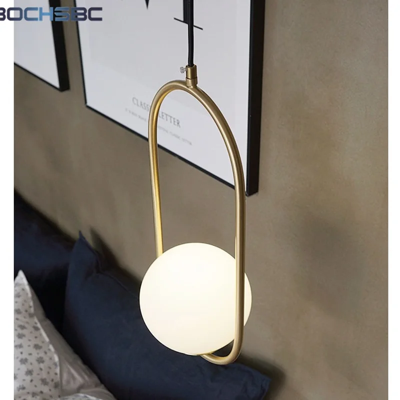 

BOCHSBC современные подвесные лампы с белым стеклянным шариком 110 в 240 В Лофт Декор Блеск подвесной светильник простой стиль освещение лампы E27 ...