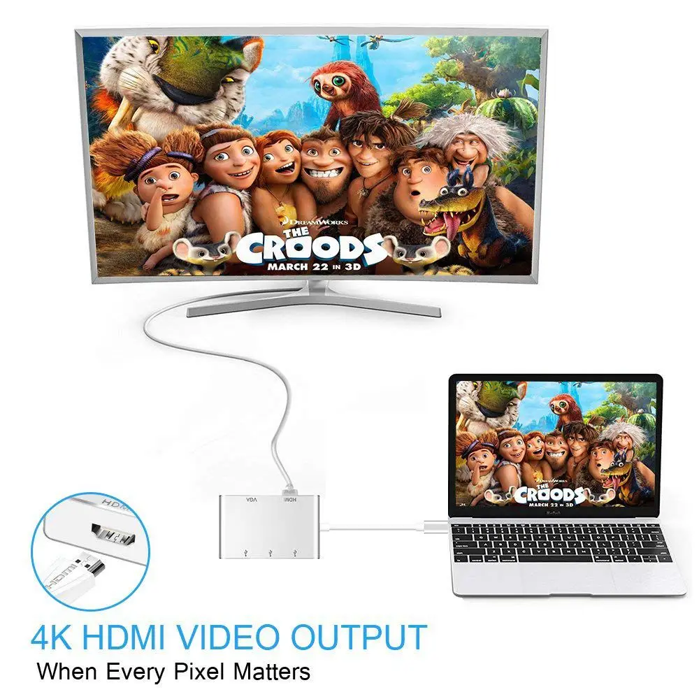 USB Type C к HDMI/USB 3 0 адаптер 1 4K HDMI цифровой AV многопортовый Совместимость с Thunderbolt