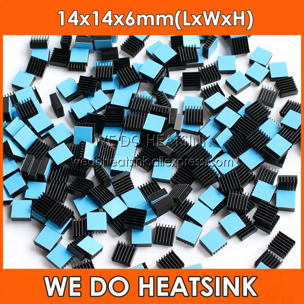 

WE DO HEATSINK 14x14x6mm Black Anodize Extruded Aluminum Radiators Aluminium Heatsink Ram With Blue Thermal Pad Fans & Cooling