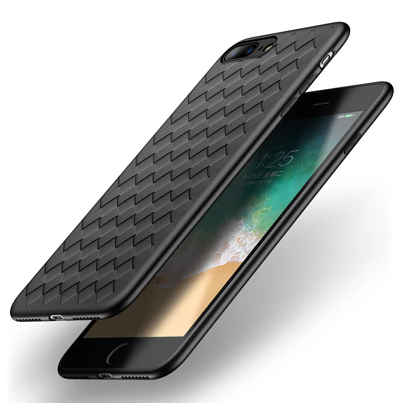 Msvii Woven Phone Case For iPhone 7 Silicone Black 8/6S/6/7 Plus Luxury Brand Back Cover Funda Coque |