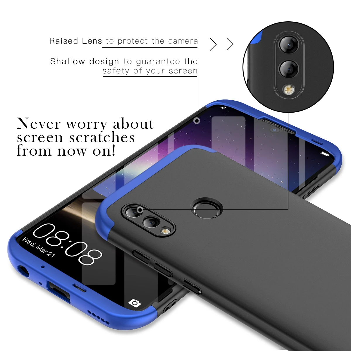 Luxury Case For Huawei Honor 8C Play 8A 10 Lite Cover 3 in 1 Hard PC Shockproof Full Protective Mate 30 |