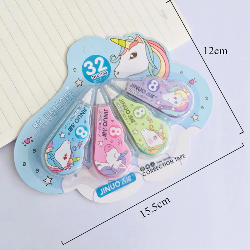 4pcs/lot Cute Unicorn Correction Tape Cartoon Animal School Writing Corrector Tools For Office Kawaii Stationery Supplies | Канцтовары