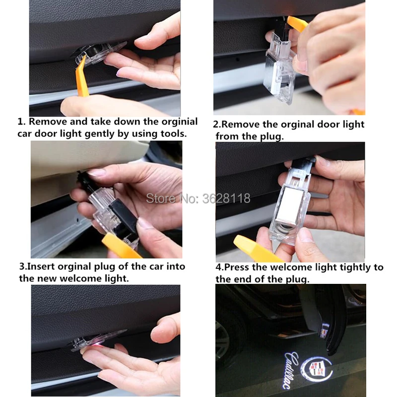 Door Lights Cadillac Compatible Logo Car Lighting Entry Ghost Shadow Projector Laser Bright LEDs Emblem Welcome Lamp | Автомобили и