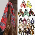Резинки для волос с милым принтом женские, эластичные заколки для хвоста, с цветами