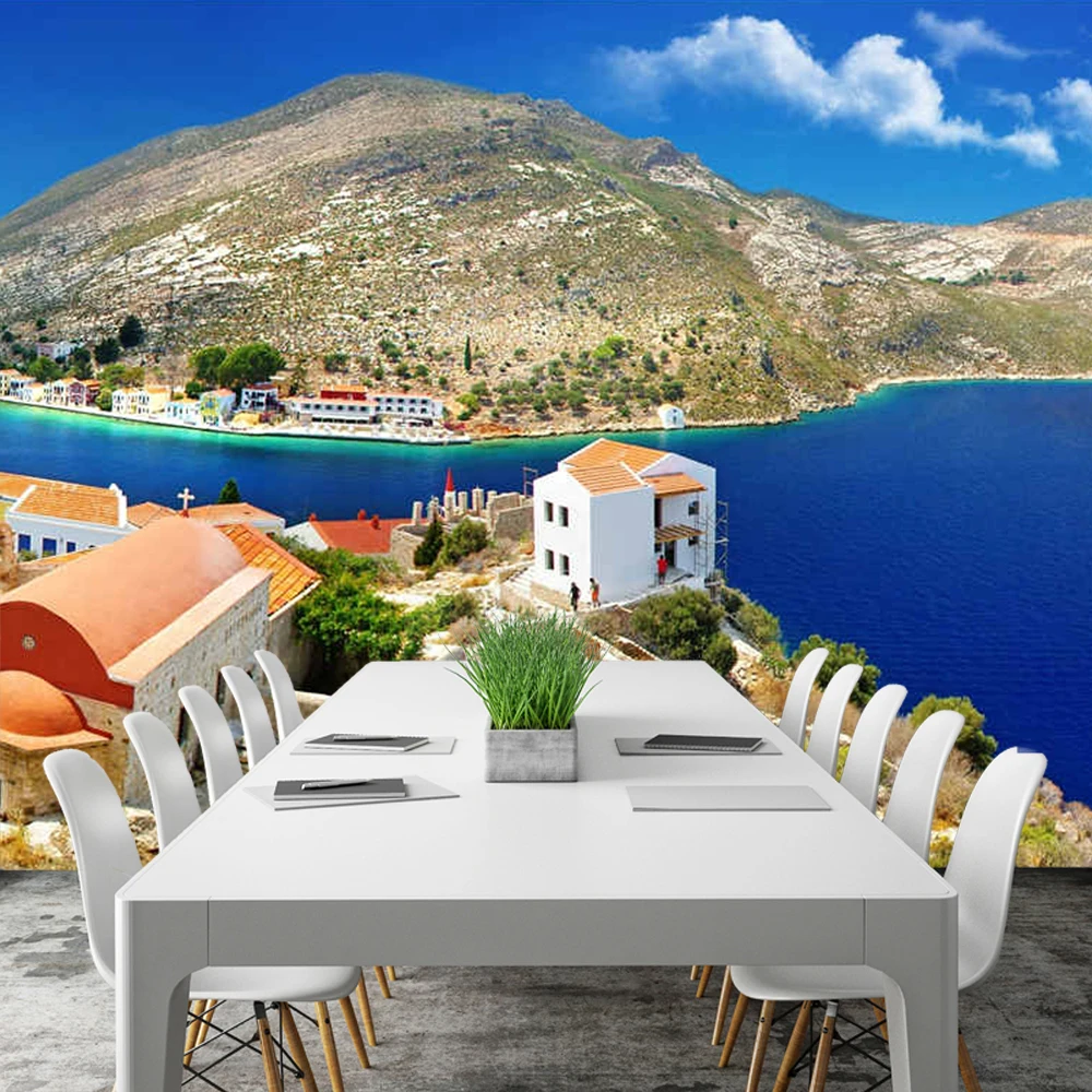 Остров настенная Приморский белый Средиземноморский стиль дом для гостиной