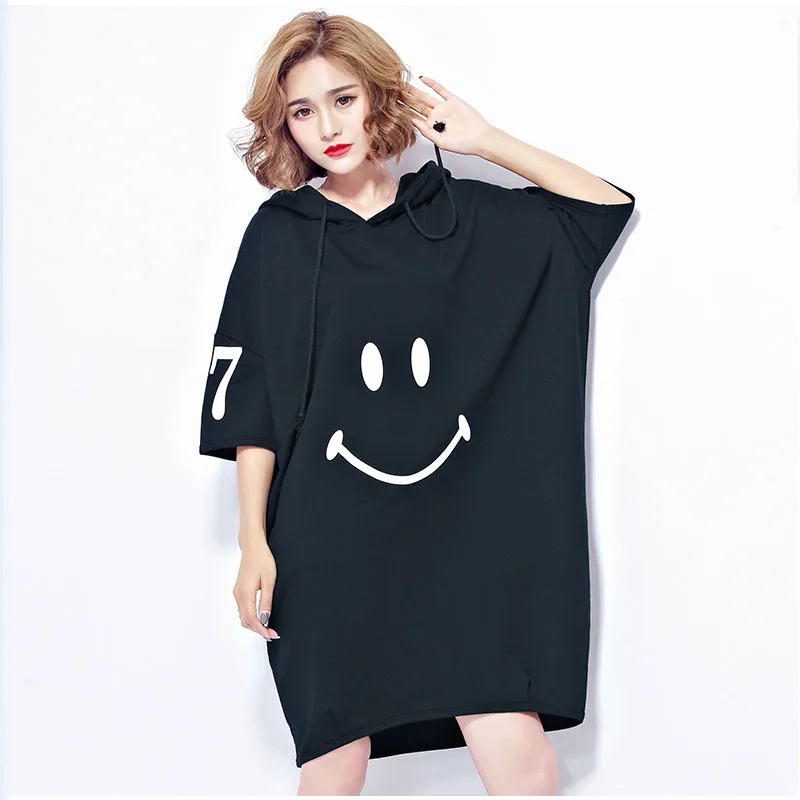 Корея 2019 летнее модное женское свободное платье с принтом персонажа коротким