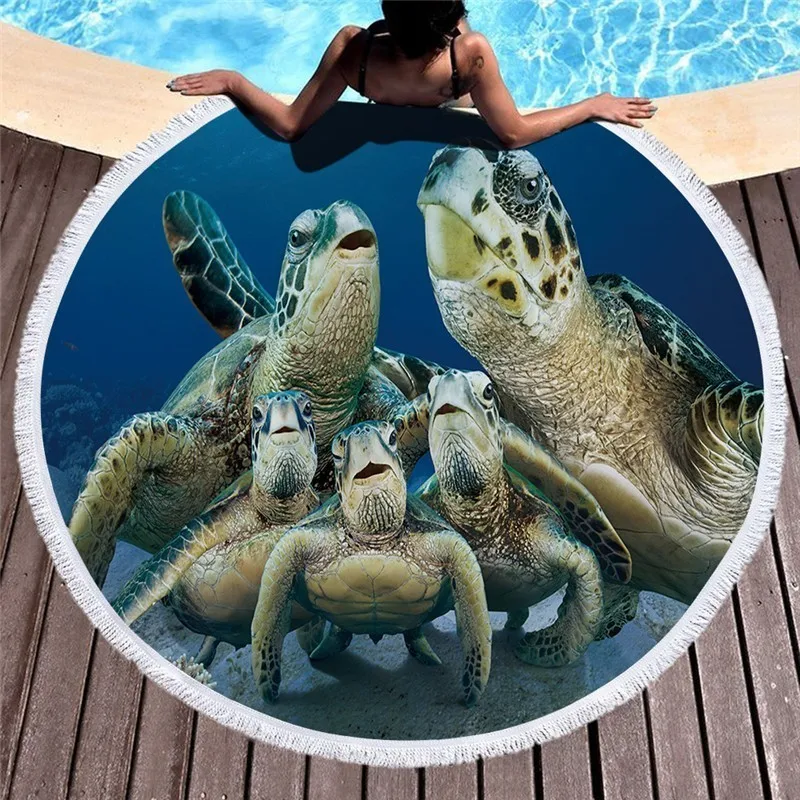 Океанская черепаха серия летний пляжный купальный полотенце 150 см круглое