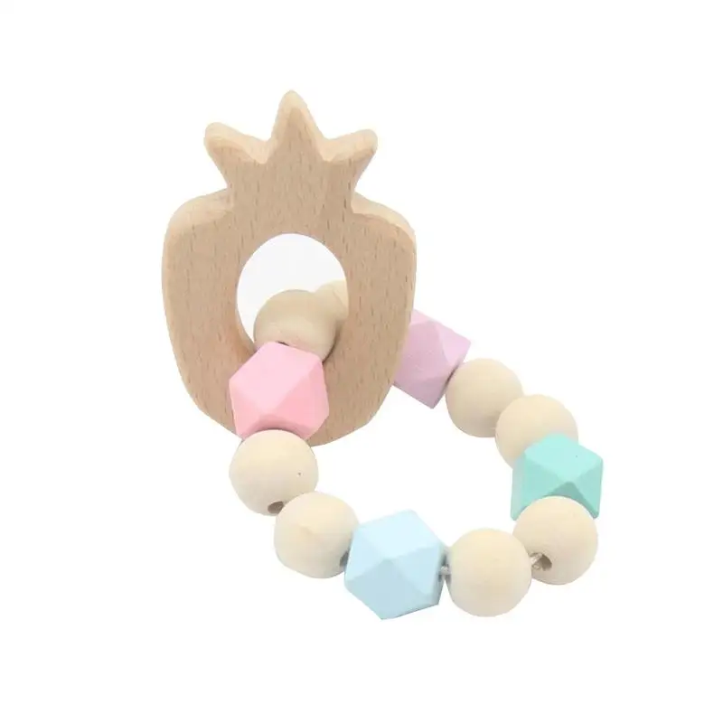 1pc Baby Nursing Bracelets Wooden Teether with Beads Animal Teething Wood Rattles Toys Gift | Мать и ребенок