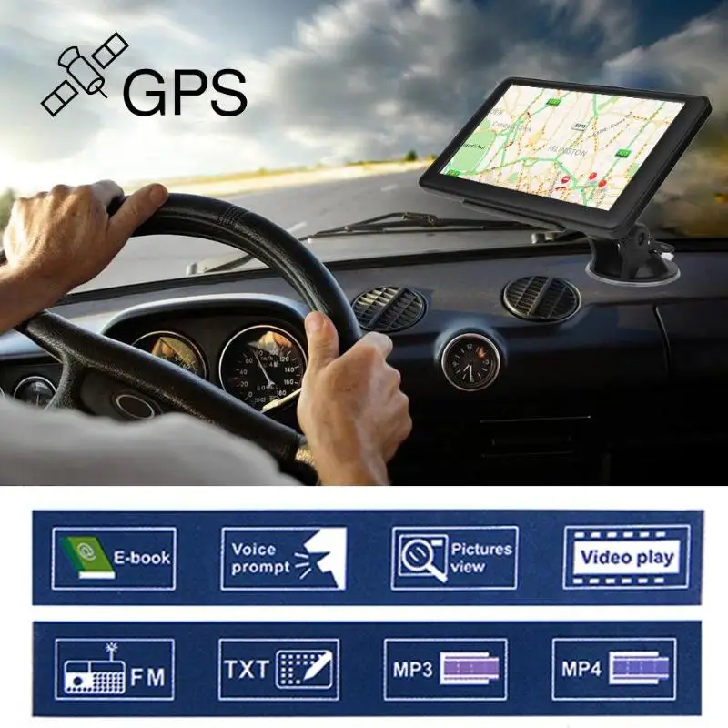 Портативный 7 дюймовый HD Автомобильный GPS навигатор емкостный экран FM 8 ГБ