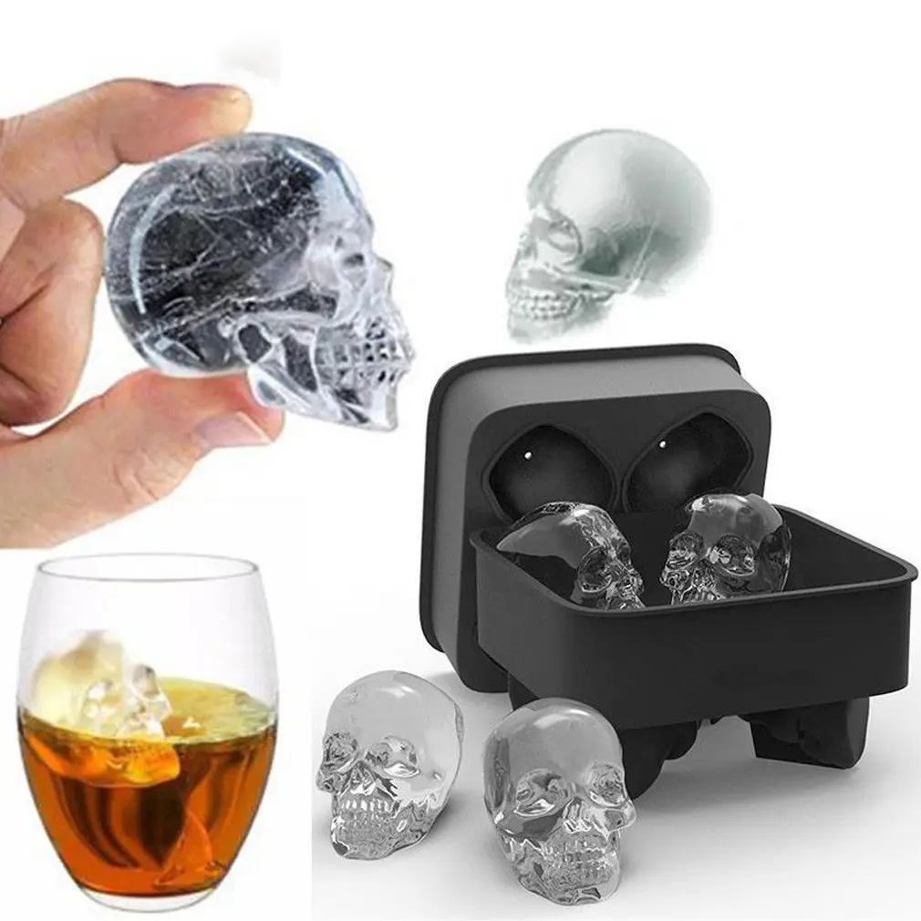 4 сетки 3D череп голова форма кубика льда на хэллоуин в виде черепа из тонкого