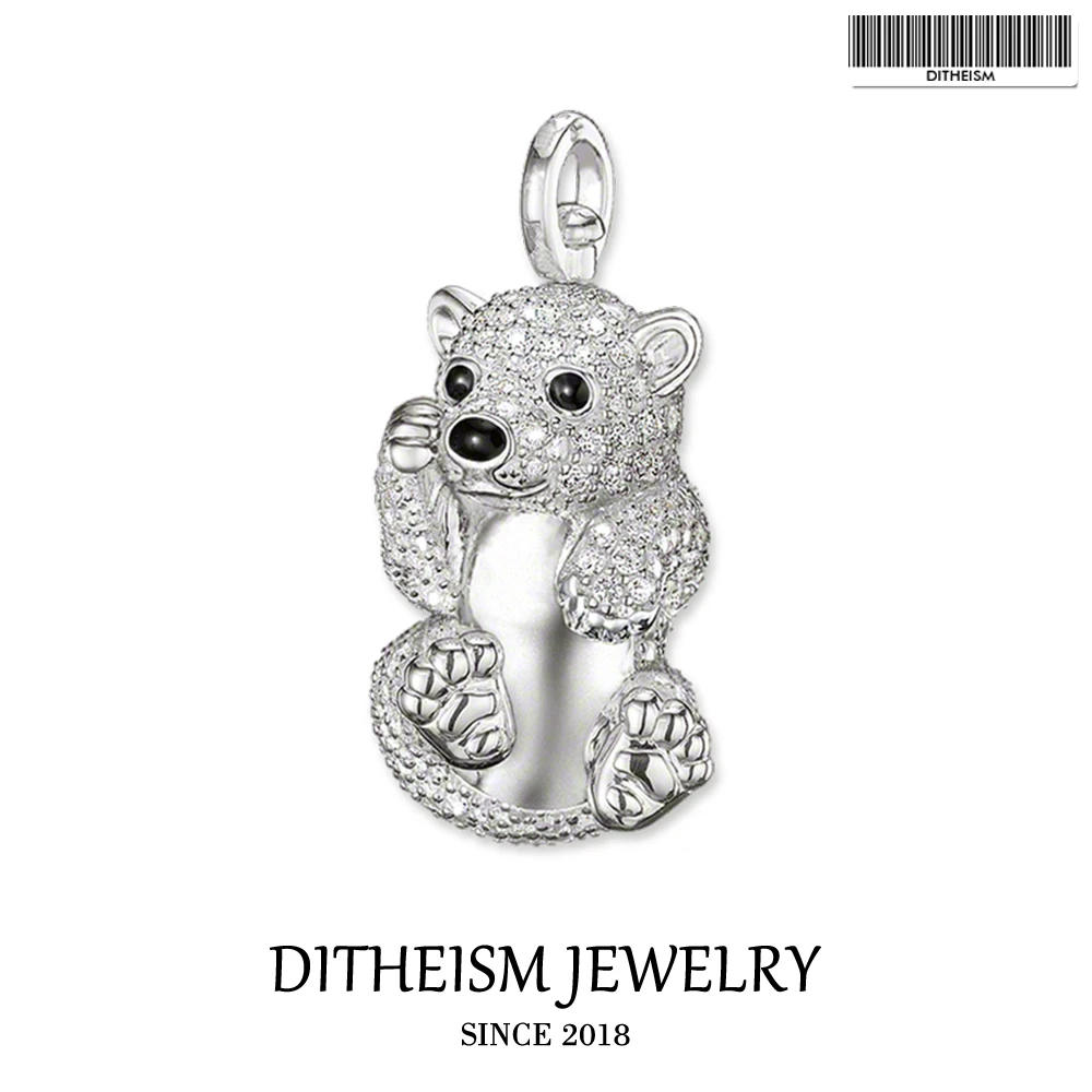 

Кулон женский полярный медведь, из серебра 2018 пробы, с белым кубическим цирконием, 925