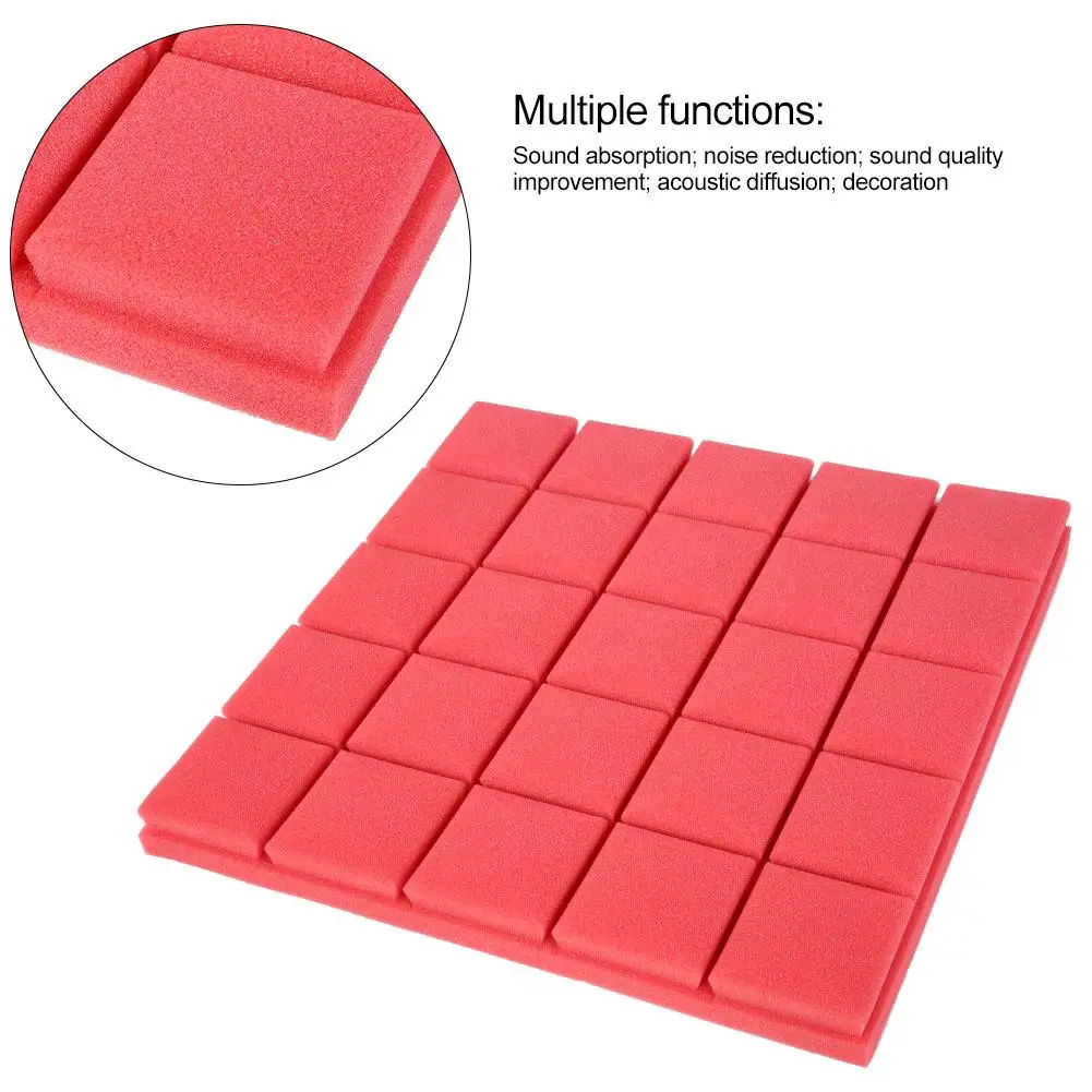 50*50*5cm 6Pcs Checkered shape Sound-Absorbing Soundproofing Cotton Foam Acoustic Panels | Обустройство дома