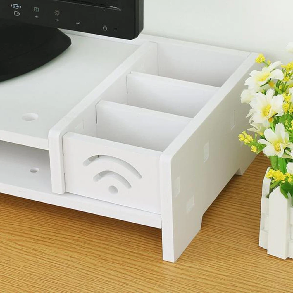 

Wooden Monitor Stand Desk Riser with Two Tier Desktop Storage Organizer for Home Office Use