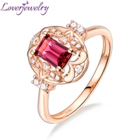 loverjewelry women rings wedding pink tourmaline ring 14kt rose gold natural diamonds jewelry for party 2020 latest design