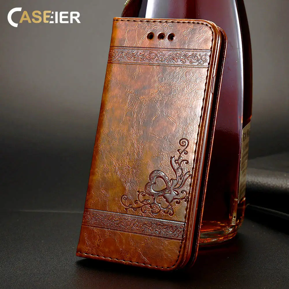 CASEIER винтажный кожаный чехол для iPhone X XS полная защита с отделением карт подставка