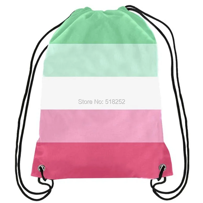 Гордыня Abrosexual Drawstring Рюкзак Розовый LGBT сумка Спорт настроить 35x45 см полиэфир