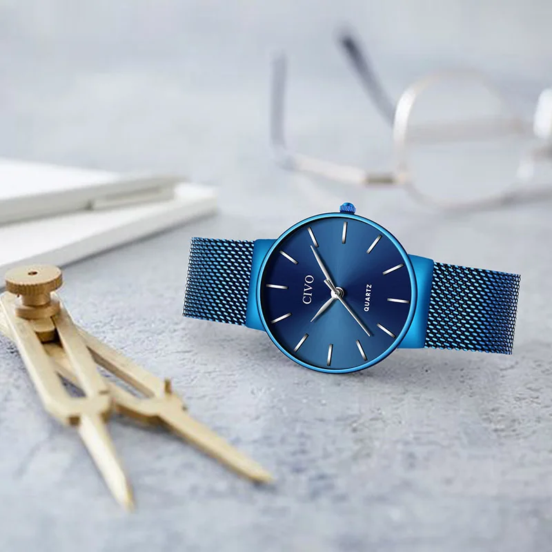 CIVO модные простые часы женские роскошные элегантные тонкие кварцевые наручные