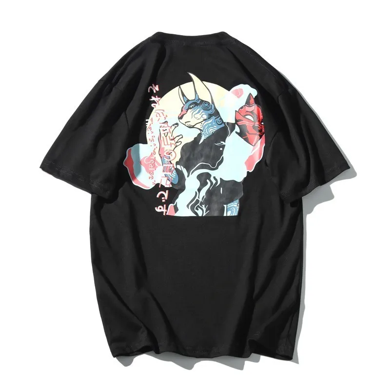 Men Hip Hop Monster Japanese Ukiyo Cat Printed T Shirts Streetwear Harajuku Summer Short Sleeve Tees Male T-shirts 5XL Plus | Мужская