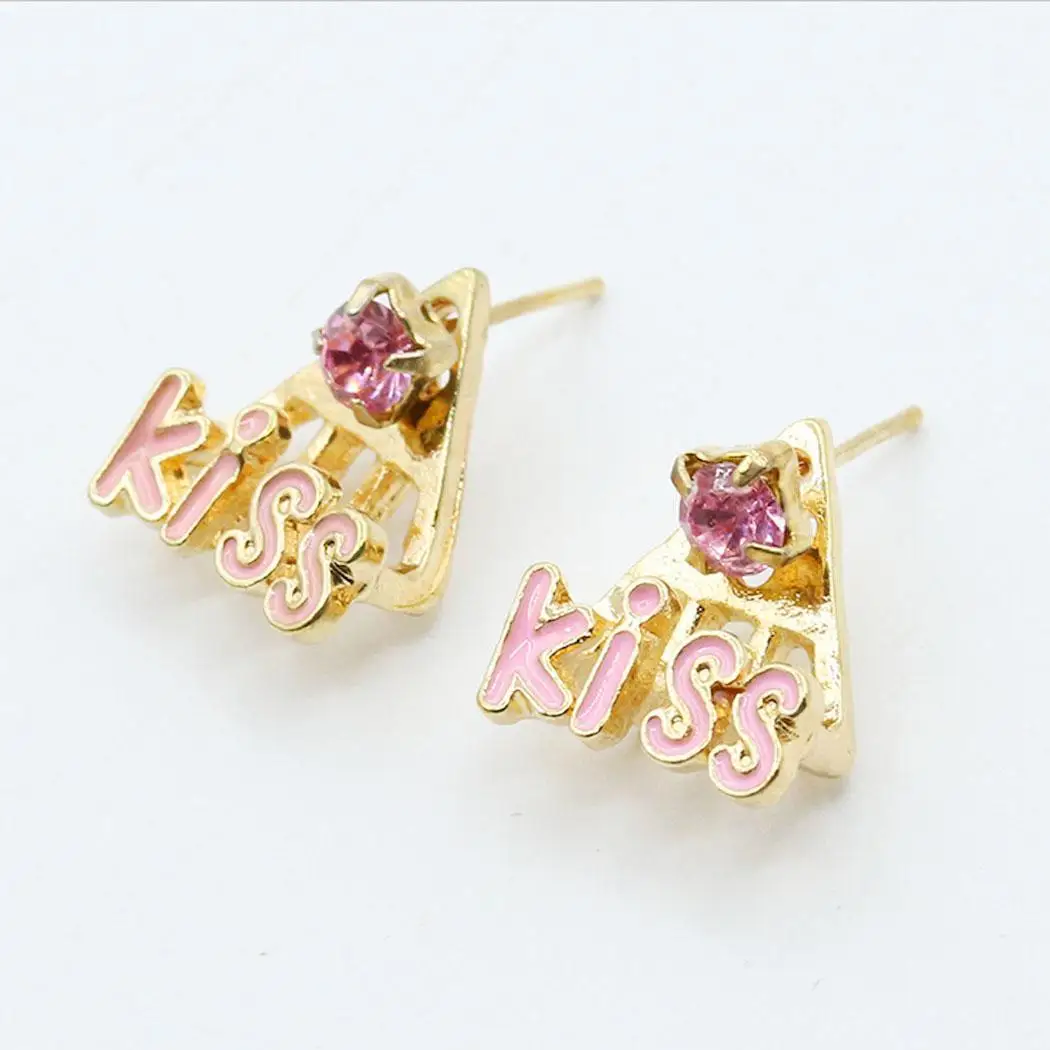 Женская мода Элегантный стиль письмо горный хрусталь и серьги гвоздики